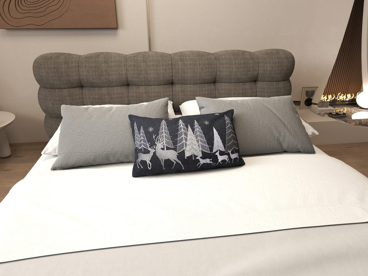 Pat dormitor dumonde, tapitat maro cu LED "floating bed" Cloud 180x200 cm, somiera inclusa