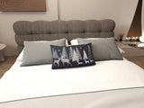 Set Pat dormitor dumonde, tapitat maro cu LED "floating bed" Cloud 180x200 cm, somiera inclusa + saltea