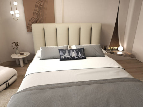 Set Pat dormitor dumonde, tapitat bej, Divaneo 180x200 cm, somiera rabatabila inclusa, spatiu depozitare + saltea