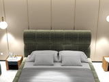 Pat dormitor dumonde, tapitat verde, Elaris 180x200 cm, somiera rabatabila inclusa, spatiu depozitare