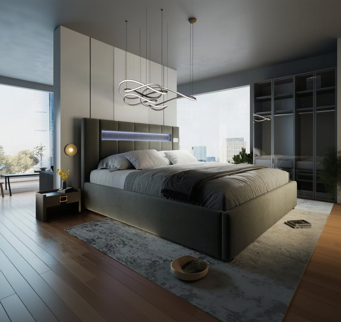 Pat Glow 180x200 cm, gri, Plush velvet KK5J086 grey 17# - imagine 1