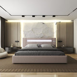 Pat dormitor dumonde, tapitat Roz, Glow 160x200 cm, somiera rabatabila inclusa, spatiu depozitare