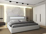 Set Pat dormitor dumonde, tapitat Gri, Glow 160x200 cm, somiera rabatabila inclusa, spatiu depozitare + saltea