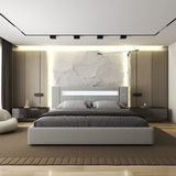 Set Pat dormitor dumonde, tapitat Gri, Glow 160x200 cm, somiera rabatabila inclusa, spatiu depozitare + saltea