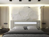 Pat dormitor dumonde, tapitat Gri, Glow 160x200 cm, somiera rabatabila inclusa, spatiu depozitare
