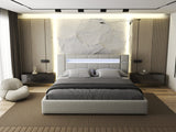 Set Pat dormitor dumonde, tapitat bej, Glow 180x200 cm, somiera rabatabila inclusa, spatiu depozitare + saltea