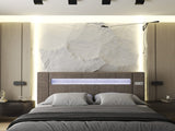 Pat dormitor dumonde, tapitat maro, Glow 180x200 cm, somiera rabatabila inclusa, spatiu depozitare