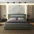 Pat dormitor dumonde, tapitat verde, Glow 180x200 cm, somiera rabatabila inclusa, spatiu depozitare