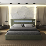 Pat dormitor dumonde, tapitat verde, Glow 180x200 cm, somiera rabatabila inclusa, spatiu depozitare