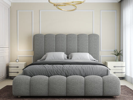 Set Pat dormitor dumonde, tapitat grey, Royal 160x200 cm, somiera rabatabila electric, spatiu depozitare + saltea