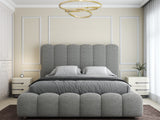 Set Pat dormitor dumonde, tapitat grey, Royal 160x200 cm, somiera rabatabila electric, spatiu depozitare + saltea
