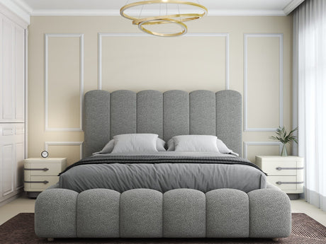 Set Pat dormitor dumonde, tapitat grey, Royal 160x200 cm, somiera rabatabila electric, spatiu depozitare + saltea