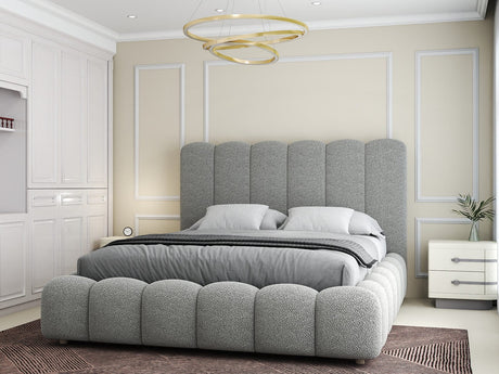 Set Pat dormitor dumonde, tapitat grey, Royal 160x200 cm, somiera rabatabila electric, spatiu depozitare + saltea