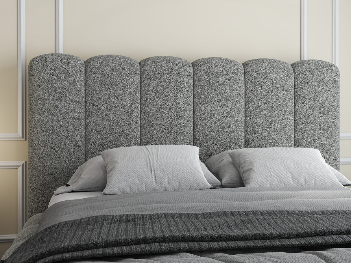 Set Pat dormitor dumonde, tapitat grey, Royal 160x200 cm, somiera rabatabila electric, spatiu depozitare + saltea