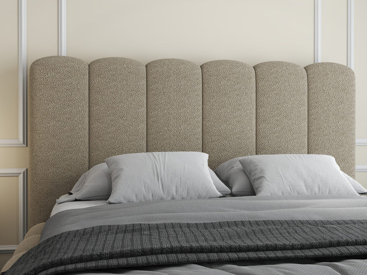 Pat dormitor dumonde, tapitat beige, Royal 180x200 cm, somiera rabatabila electric, spatiu depozitare