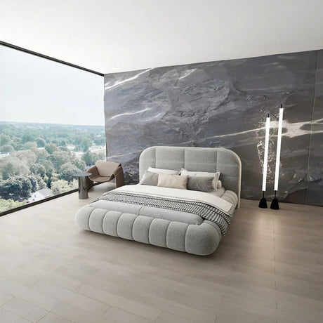 Pat dormitor dumonde, tapitat gri, Senso 160x200 cm, somiera rabatabila inclusa, spatiu depozitare dumonde