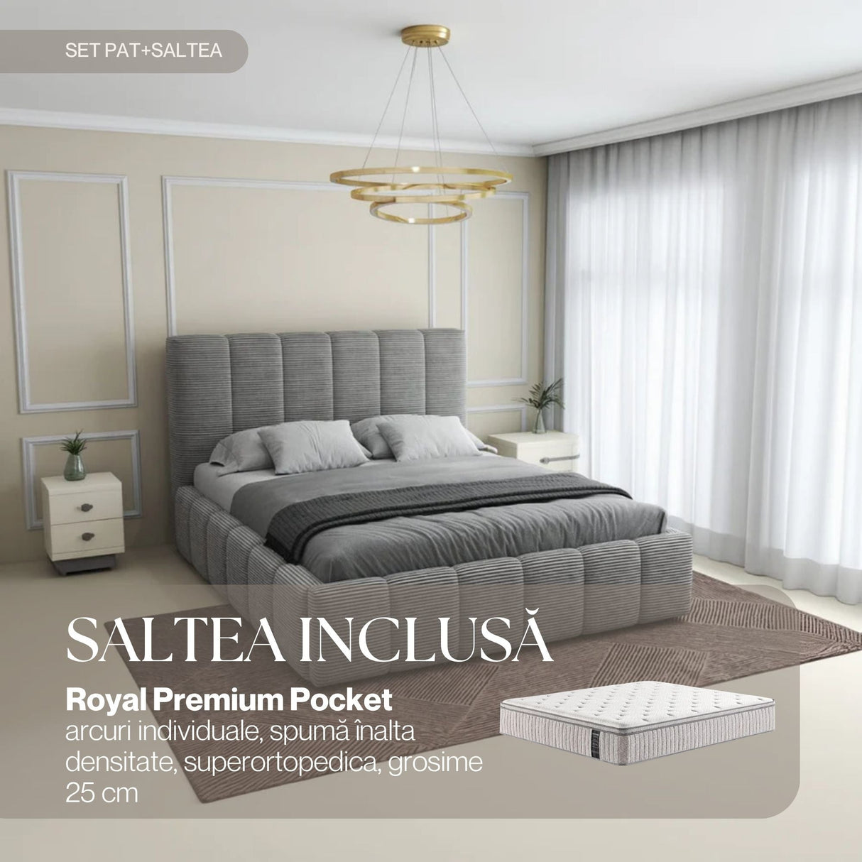 set ambiance gri royal premium pocket