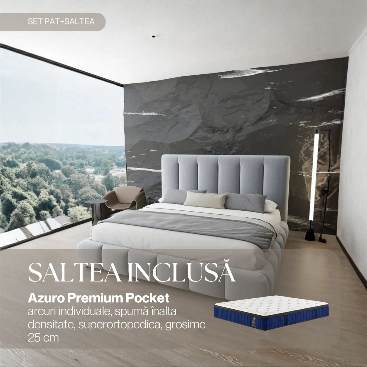 set divaneo gri azuro premium pocket